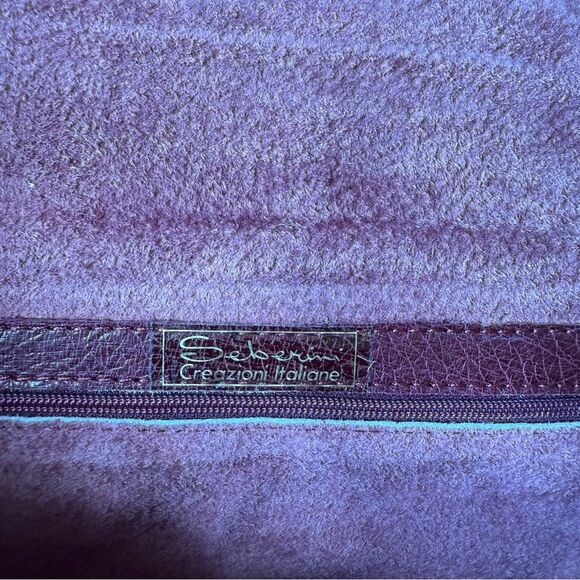 Seberini Creazioni Italiane Burgundy Ostrich Leather Shoulder Bag Clutch Vintage - Picture 3 of 9